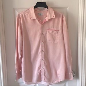 Tommy Bahama Island Chapter Mens Large Long Sleeve Button Up Striped Red/White